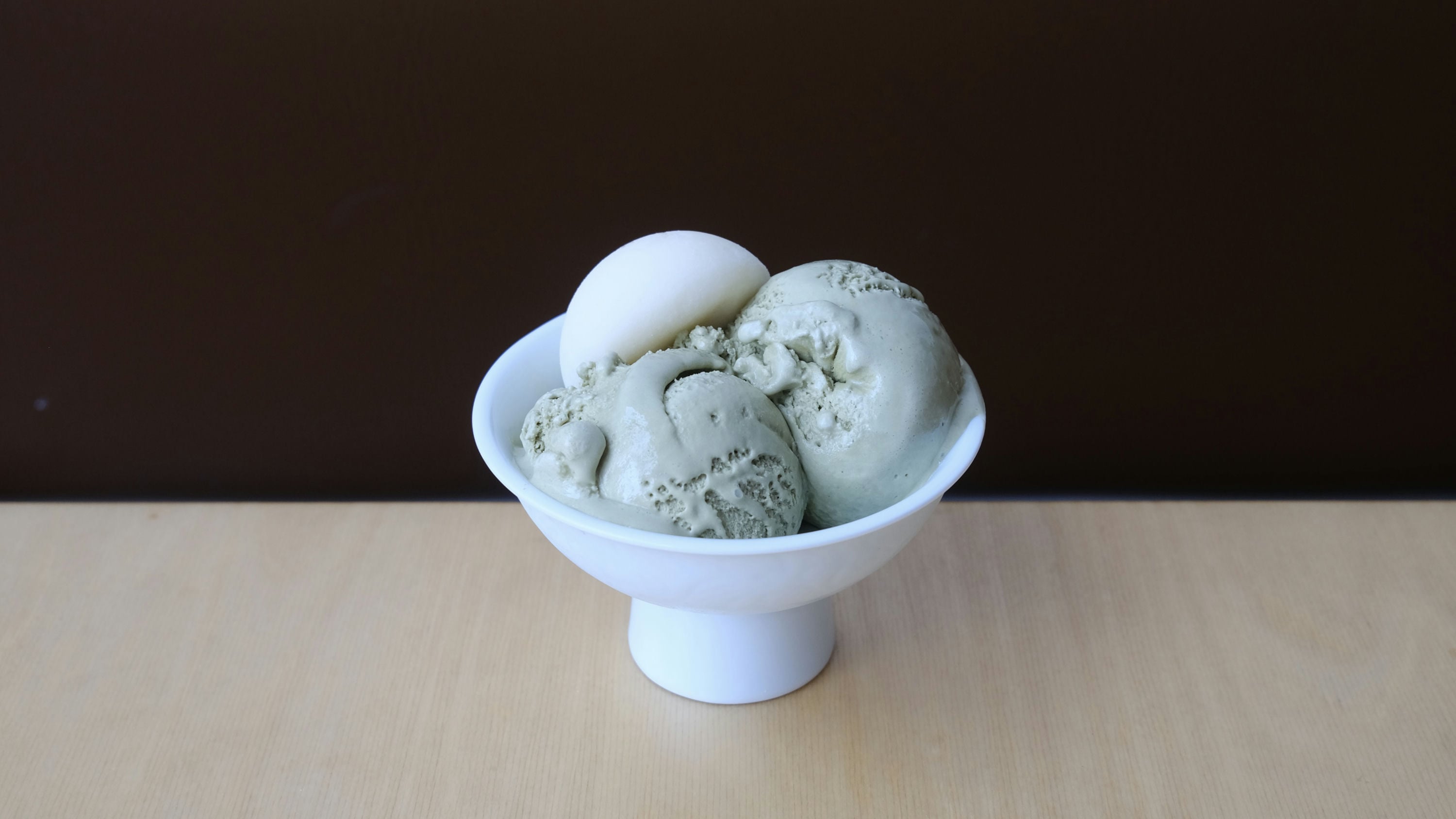 Silken Green Tea Ice Cream with Vanilla Mochi